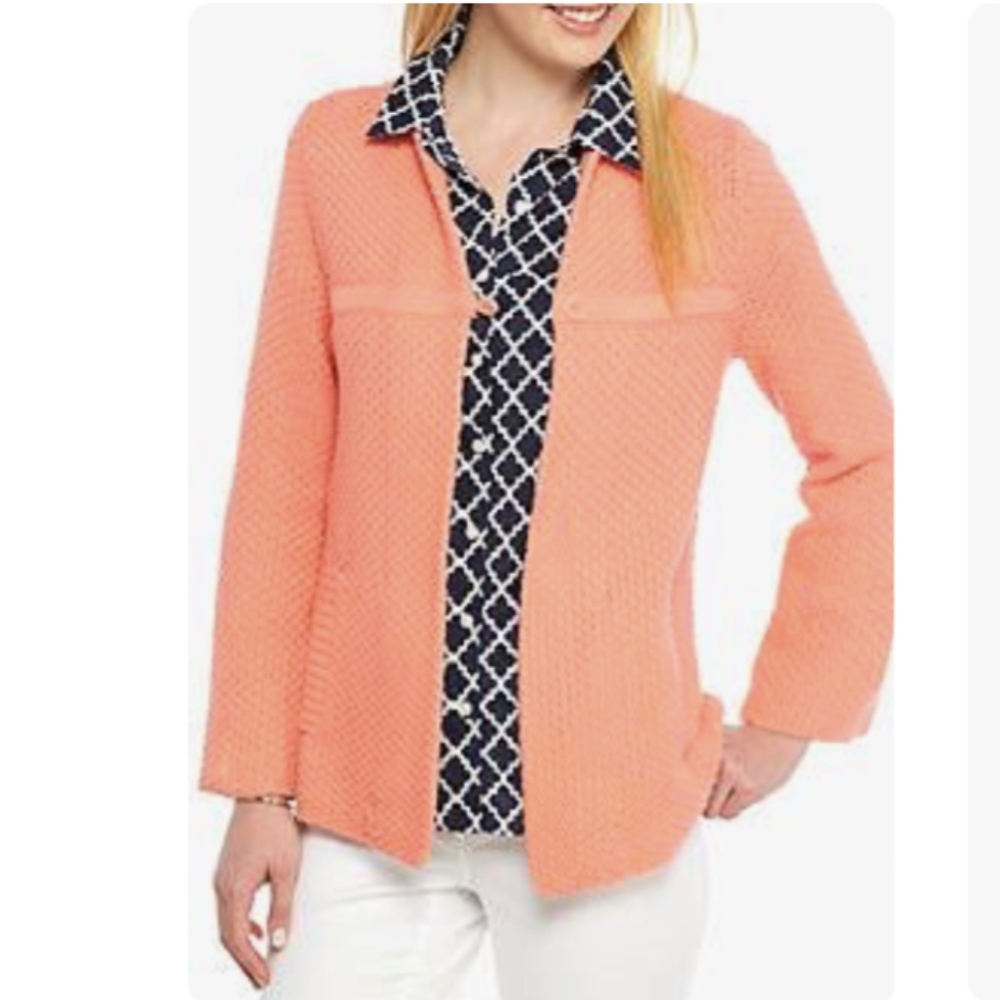 Crown & Ivy Coral Textured Knit Cardigan XS